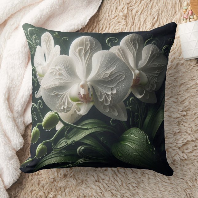 Weiße Orchidee Kissen (Decke)