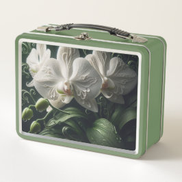 Weiße Orchidee Metall Brotdose