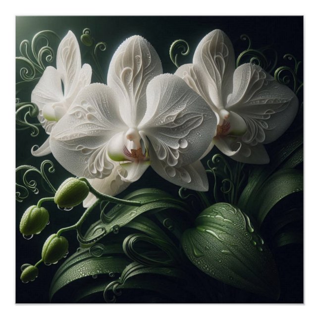 Weiße Orchidee Poster (Vorderseite)