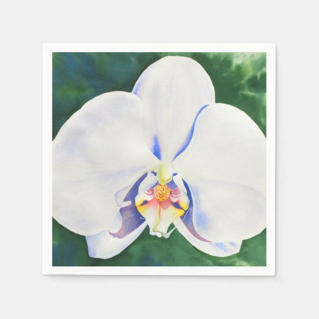 Weiße Orchidee Serviette (Vorderseite)
