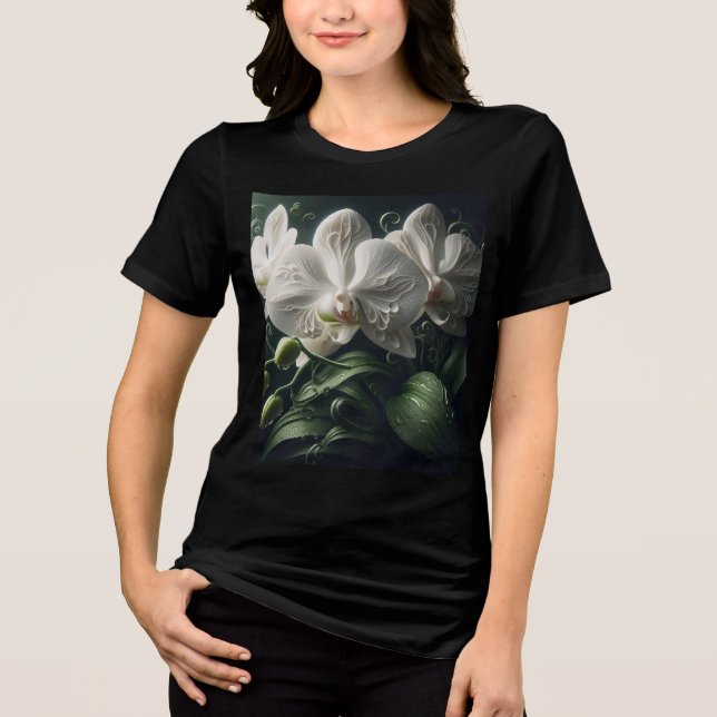Weiße Orchidee Tri-Blend Shirt (Vorderseite)