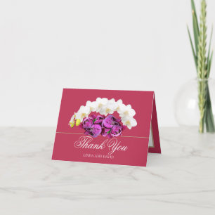 Weiße Orchidee und rosa Pfingstrose Botanical Dank Dankeskarte