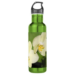 Weiße Orchideen auf einem grünen Hintergrund Trinkflasche