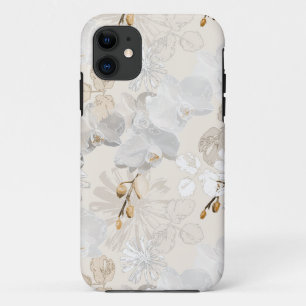 Weiße Orchideen auf einer hellen Creme Case-Mate iPhone Hülle