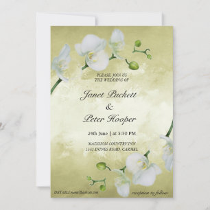 Weiße Orchideen auf einer Hochzeit mit goldenem Hi Einladung