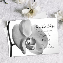 Weiße Orchideen-Blume Hochzeit Sichern Sie das Dat Save The Date
