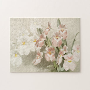Weiße Orchideen-Blume Vintage alte Illustration