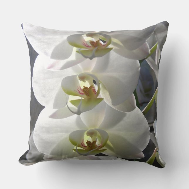 Weiße Orchideen-Blumen Kissen (Vorderseite)