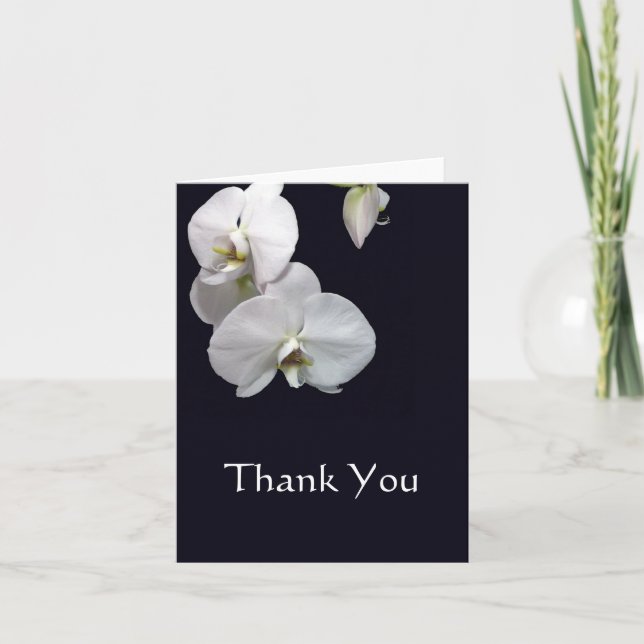 Weiße Orchideen danken Ihnen zu merken Dankeskarte (Vorderseite)