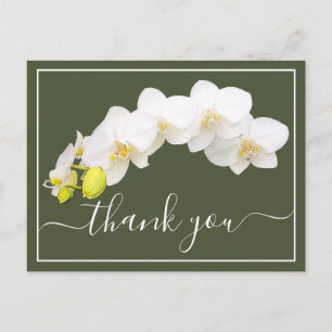 Weiße Orchideen gegen grünen Hintergrund Vielen Da Postkarte