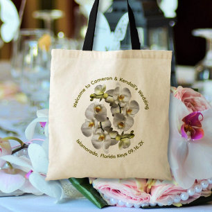 Weiße Orchideen Hochzeit willkommen Custom Tragetasche