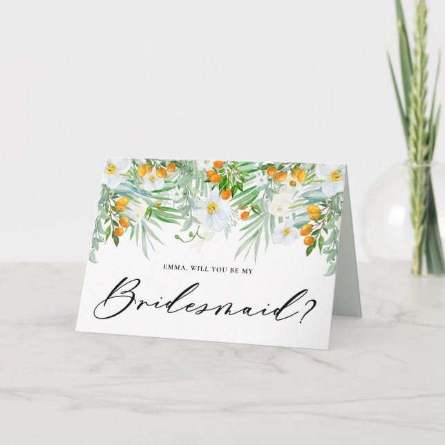 Weiße Orchideen & Kumquats werden Sie meine Bridge Karte (Vorderseite)