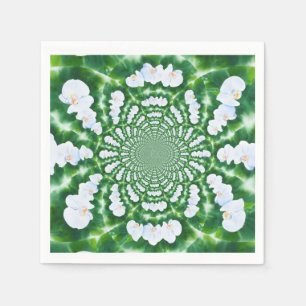 Weiße Orchideen-Mandala Serviette