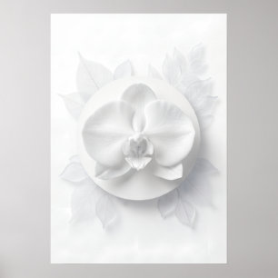 Weiße Orchideen-Minimal-Monochrom-Floralposter Poster
