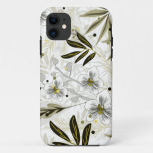 Weiße Orchideen mit tropischen Blätter Case-Mate iPhone Hülle