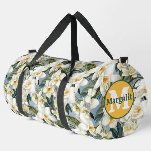 Weiße Orchideen Muster Floral Blumen Groß Duffle Bag