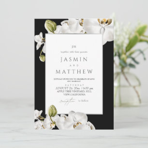 Weiße Orchideen Rahmen Elegante Hochzeit Einladung