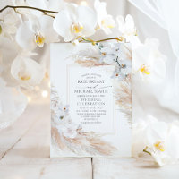 Weiße Orchideen-Rose und Pampas-Gras-Hochzeit