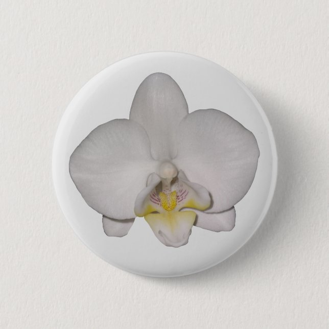Weiße-Orchideen-Schaltfläche Button (Vorderseite)