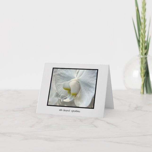 Weiße Orchideen-Touch Gelber Tiefer Beileid Karte (Vorderseite)