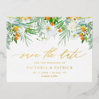 Weiße Orchideen und Kumquats Save the Date