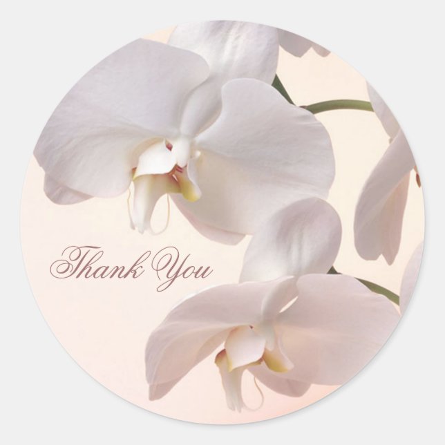 Weiße Orchideen Vielen Dank Sticker (Vorderseite)