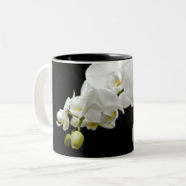 Weiße Orchideenbllosse Zweifarbige Tasse