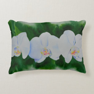 Weiße Orchideenfarben-weiße Blume Zierkissen