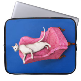 Weiße Oriental Katze Laptop Hülle Laptopschutzhülle