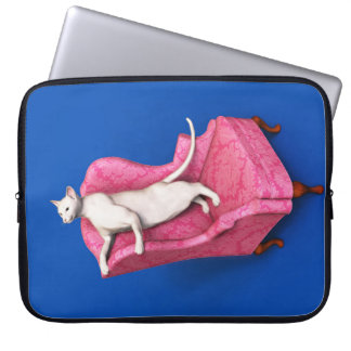 Weiße Oriental Katze Laptop Hülle Laptopschutzhülle