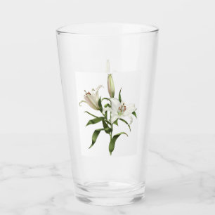 Weiße orientalische Lilien-botanische mit Glas