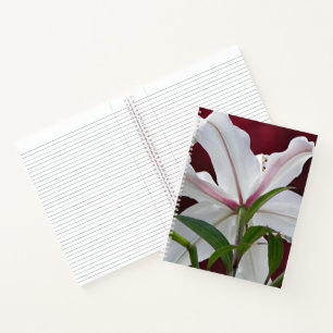 Weiße Orientalische Lilienblüten-Blumen Notizbuch