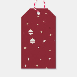 Weiße Ornamente und Sterne auf Rot Geschenkanhänger