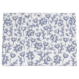 Weiße Ostergeschenktasche mit blauem Blumenmuster Große Geschenktüte