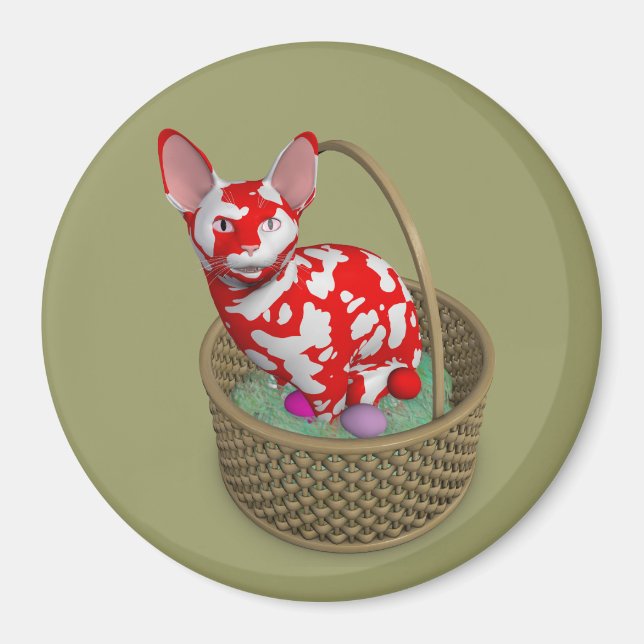 Weiße Osterkatze Magnet (Vorne)