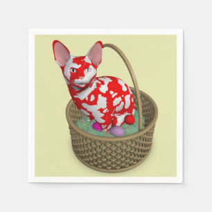 Weiße Osterkatze Serviette