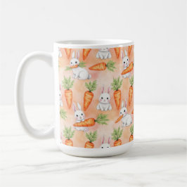 WEIßE OSTERN HASEN KANINCHEN UND ORANGE KAROTTEN KAFFEETASSE