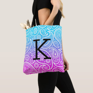 Weiße Paisley-Muster in blau bis rosa Ober Tasche