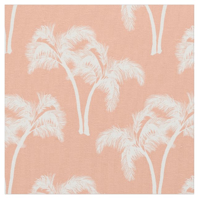 Weiße Palmen auf Beige Stoff (Nahaufnahme)