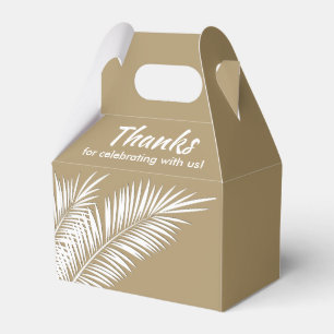 Weiße Palmwedel auf goldenen Giebelfavorit-Boxen Geschenkschachtel