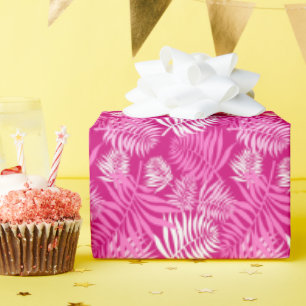 Weiße Palmwedel auf rosa Einwickelpapier Geschenkpapier