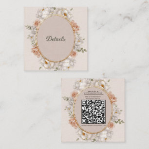 Weiße Päonie & Blush-Rosen-Blumenhochzeit  Quadratische Visitenkarte
