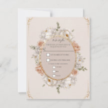Weiße Päonie & Blush-Rosen-Blumenhochzeit RSVP