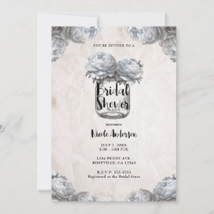 Weiße Päonie im Mason Glas Rustikale Bridal Shower Einladung
