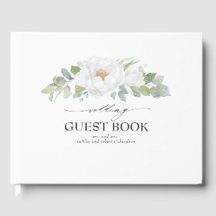 Weiße Päonien-Blumen-Hochzeit Gästebuch