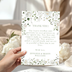 Weiße Päonien Rosen Florale Botanische Hochzeit Dankeskarte