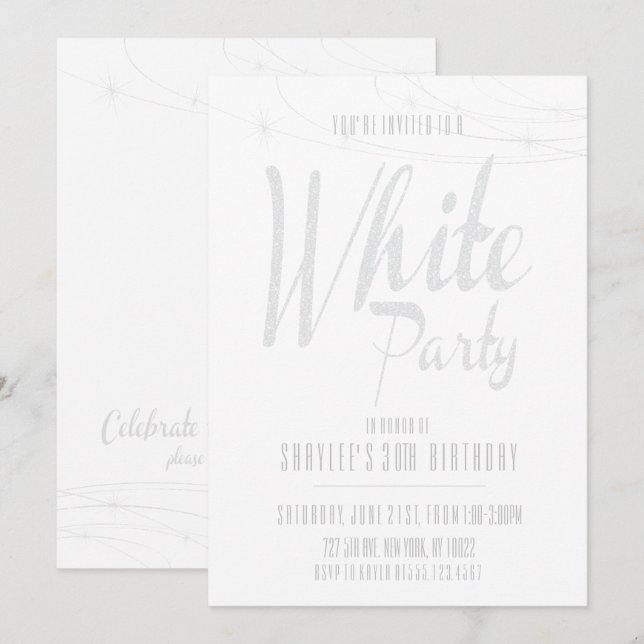 Weiße Party Einladungen (Vorne/Hinten)