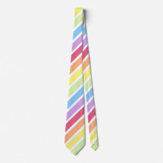 Weiße Pastel Rainbow Diagonal Stripe Neck Tie Krawatte