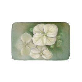 Weiße Pastelle Hydrangea Blütencreme Badematte