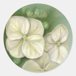 Weiße Pastelle Hydrangea Blütencreme Runder Aufkleber